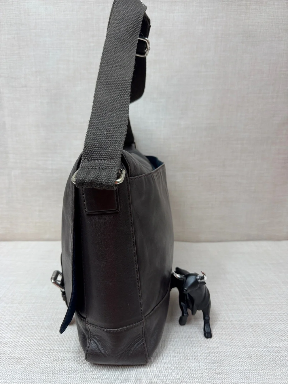 Cole Haan Dark Brown Leather Messenger Bag with Adjustable Strap